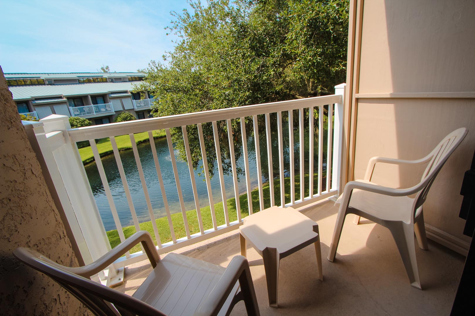 A peaceful balcony view at VRI's Players Club Resort in Hilton Head Island, South Carolina.